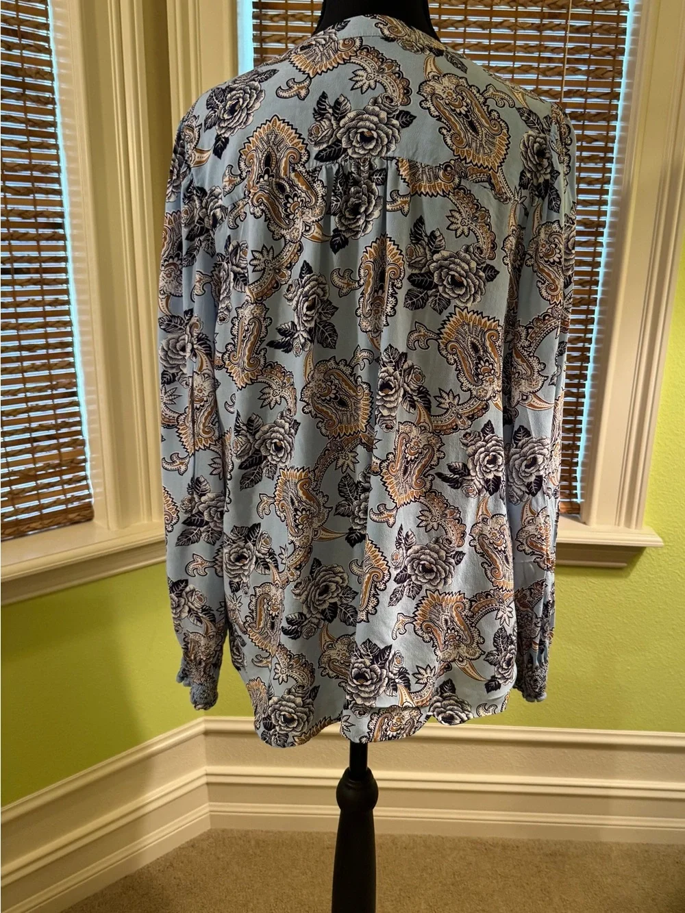 Talbots Light Blue Paisley & Floral Split-Neck Tunic - Picture 3 of 6
